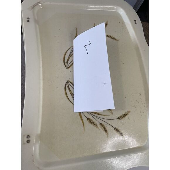 Retro Quaker Folding Metal TV Trays Stands 1950s Set of 4 MCM IMPERFECT READ - Picture 12 of 16